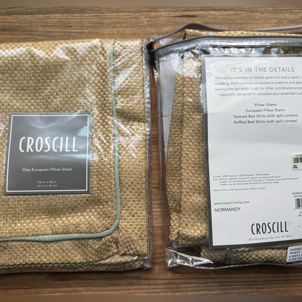 CROSCILL New Normandy Wheat European Pillow Shams Set of Two New in Package
